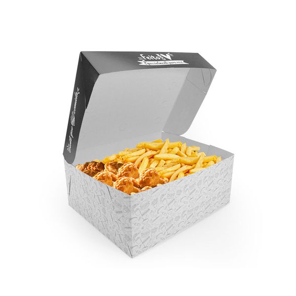 CAIXA PARA FRITURAS DELIVERY GRANDE BLACK GOURMET - 50 UNIDADES