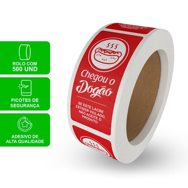 ETIQUETA LACRE DE SEGURANÇA DOGÃO VERMELHA - ROLO 500 UNIDADES