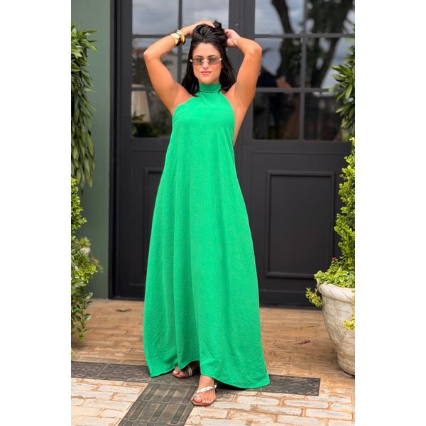 Vestido Midi Frente Única Verde 