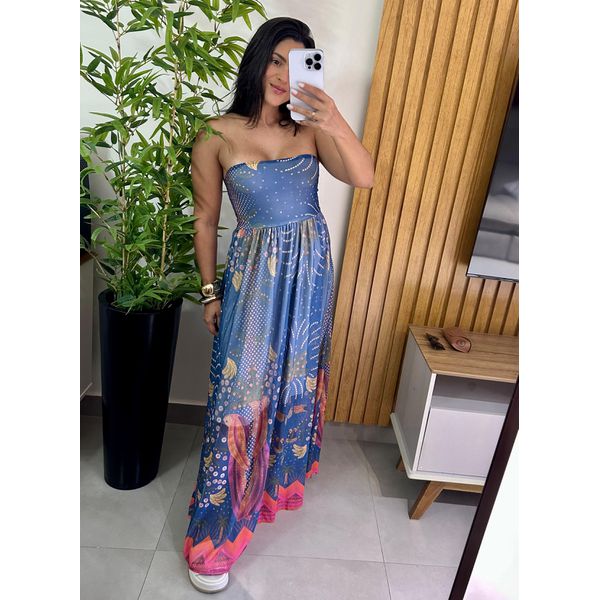 Vestido Longo Encanto Azul