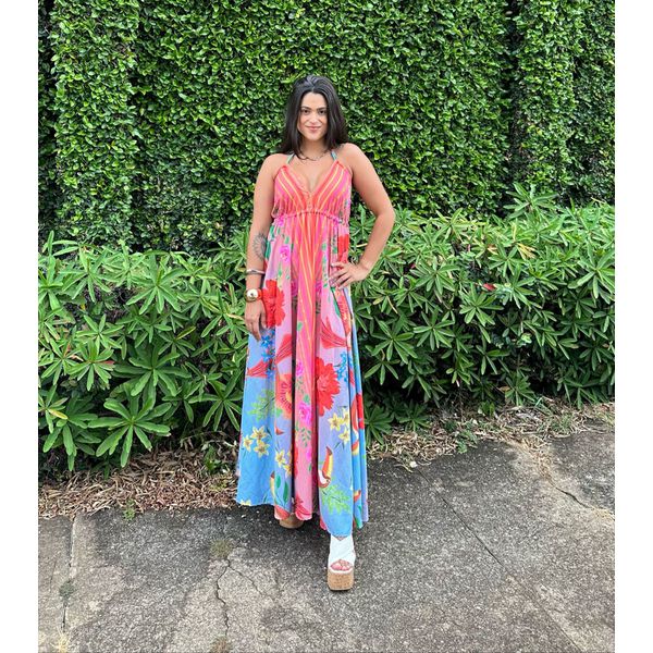  Vestido Lenço Maxi Estampa Floral 