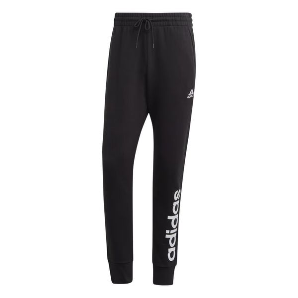 Calça Adidas Moletinho Barra Afunilada Essentials Logo Masculina - Preta