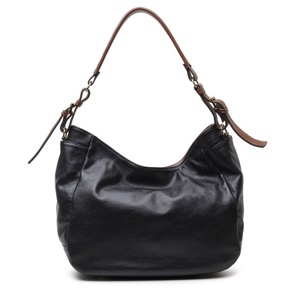 Bolsa Feminina Em Couro Legítimo Grande Com Alça- Preta