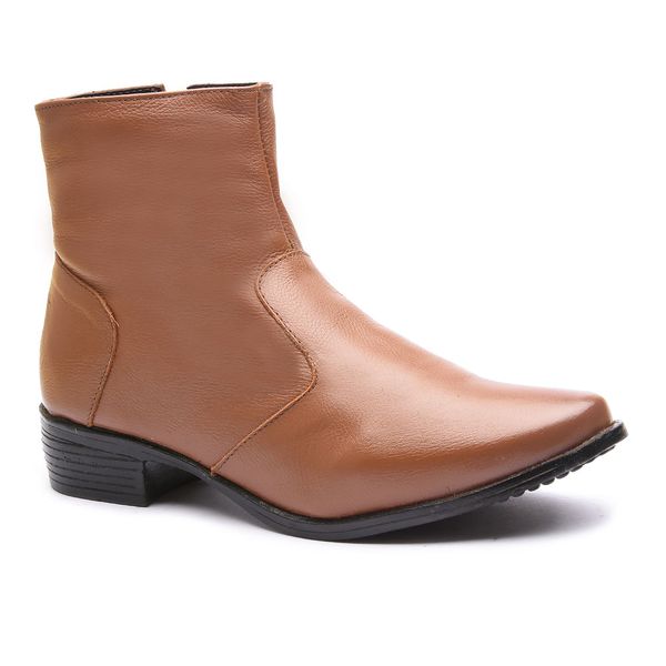 Bota feminina de couro top com solado de borracha