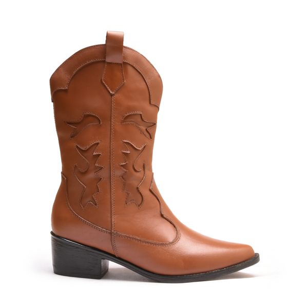 Bota Feminina Texana Country Em Couro Legitimo Can... - Rangali