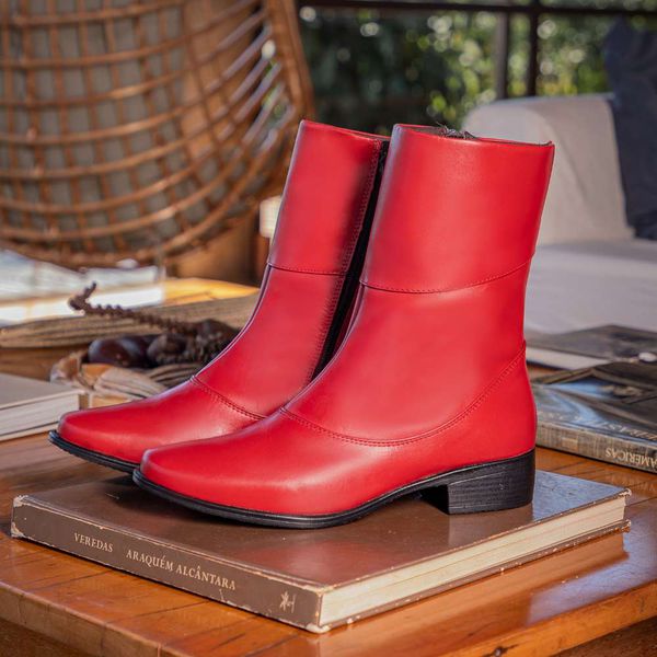 Botas de couro vermelha sales