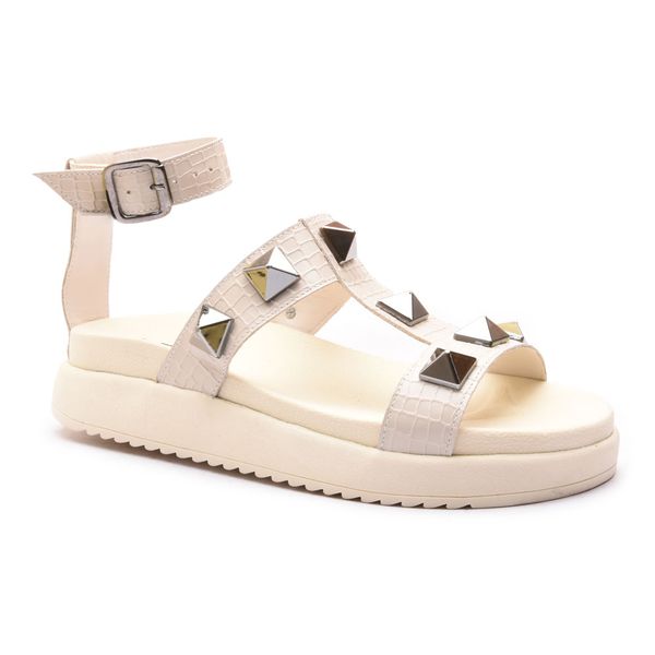Sandália Birken Feminina Atena Em Couro Legítimo - Off White 