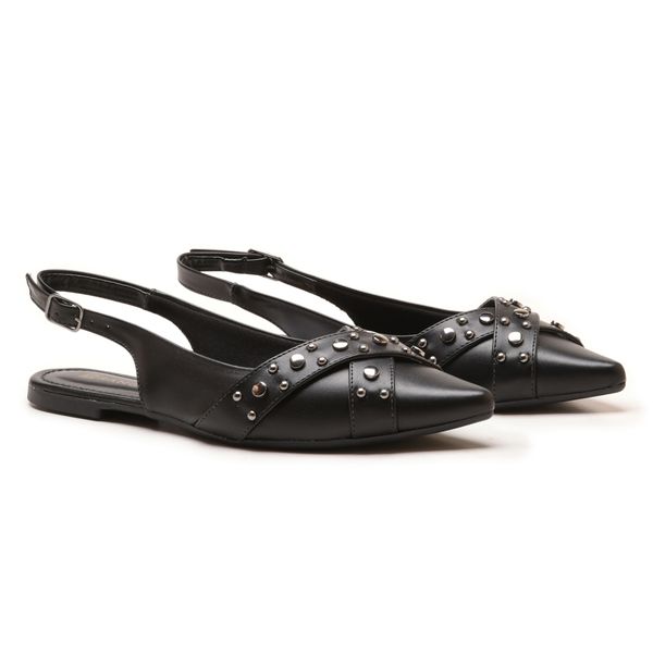 Sapato Sapatilha Feminina Mule Couro Sintético Preto