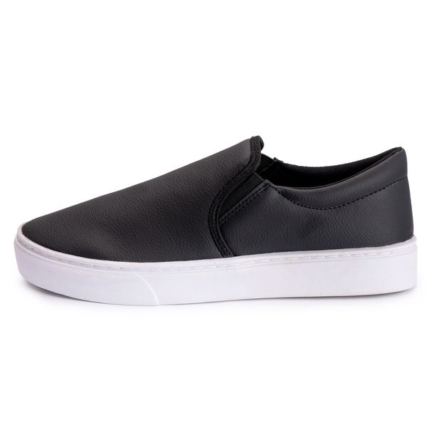 Tênis Slip On Feminino Casual Calce Fácil Confortável - Preto