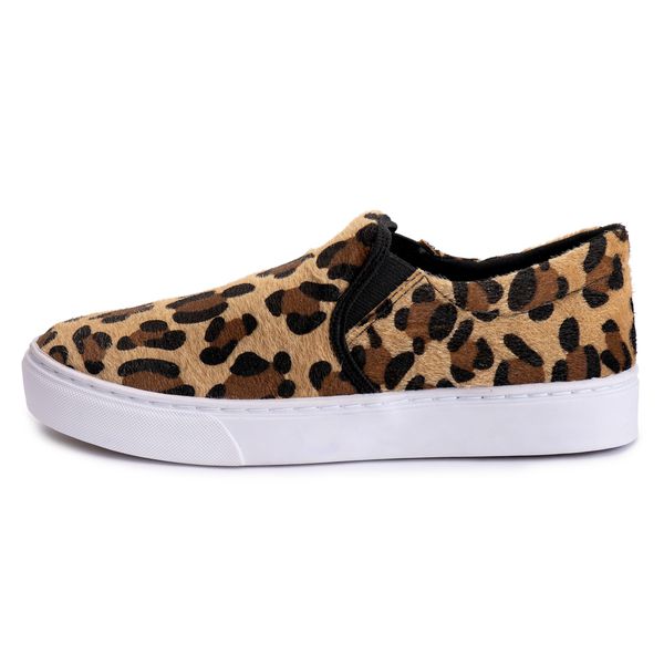 Tênis Slip On Feminino Casual Calce Fácil Confortável - Onça