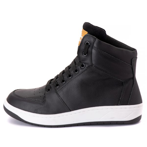 Tênis Sneaker Unissex Couro Legitimo Preto Street Cano Médio