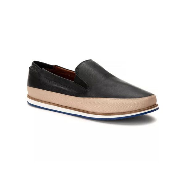 Slip On Super Leve Couro Preto 