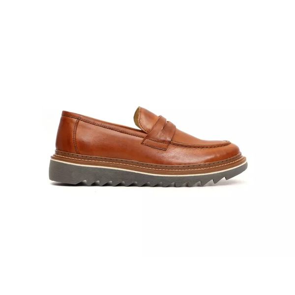 Sapato Loafer Tratorado Confort Couro Castor 