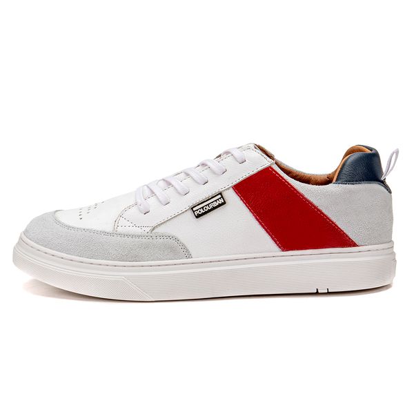 Tenis branco com listra vermelha top