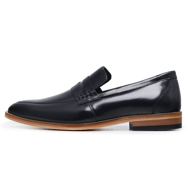 SAPATO SOCIAL LOAFER PRETO GRAVATA - SOLA COURO