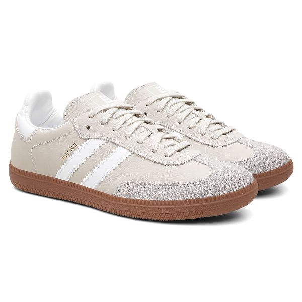 Tênis Feminino Casual Bege com Preto Retrô em Couro