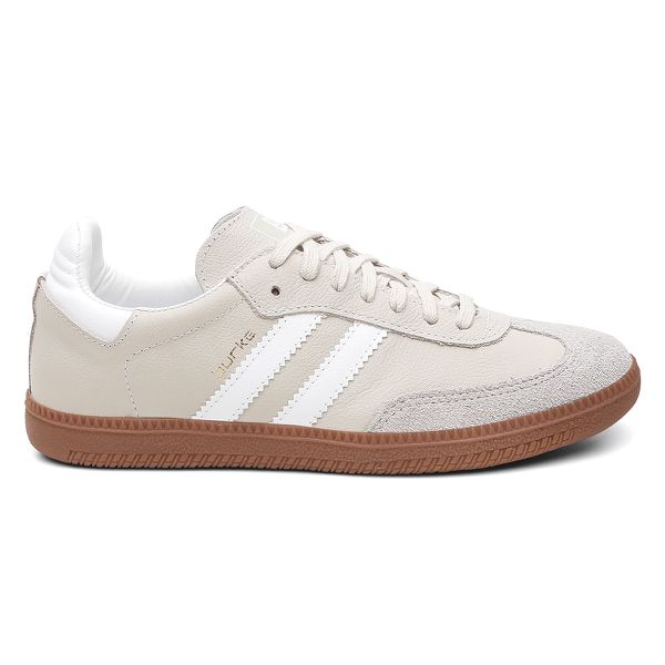 Tênis Feminino Casual Bege com Preto Retrô em Couro