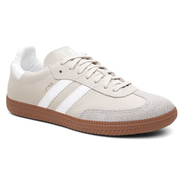 Tênis Feminino Casual Bege com Preto Retrô em Couro