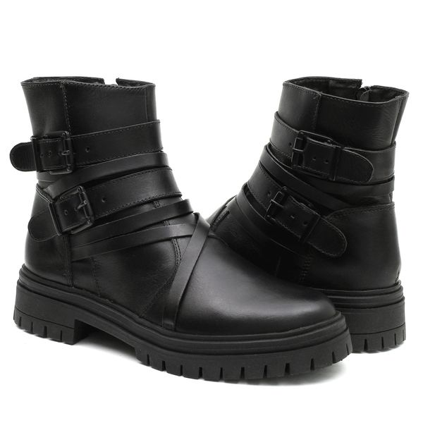 Coturno Feminino Couro Cano Médio Preto Tratorado