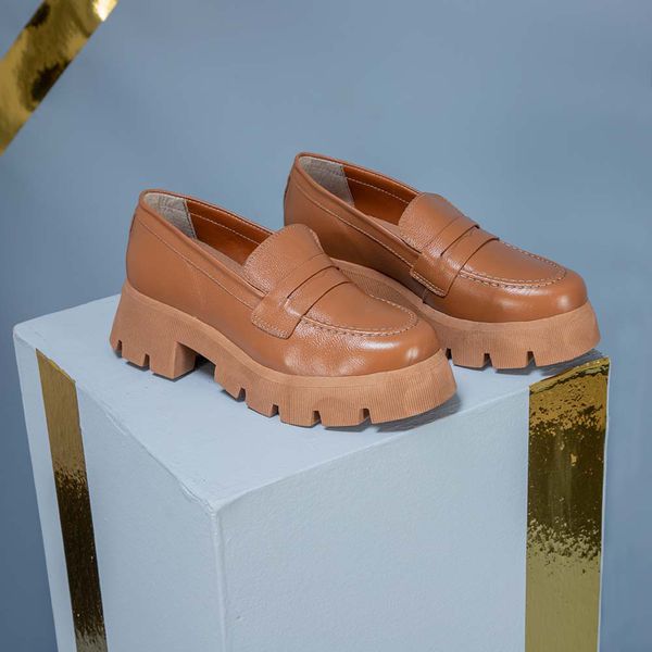 Mocassim Feminino Tratorado em Couro Legítimo Caramelo