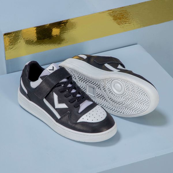 Tênis Napa Preto e Branco Feminino em Couro Legitimo