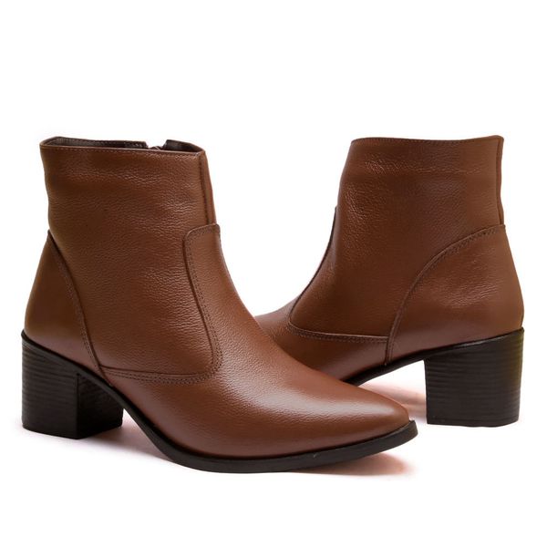 Bota Feminina Couro Cano Curto Casual Nescau
