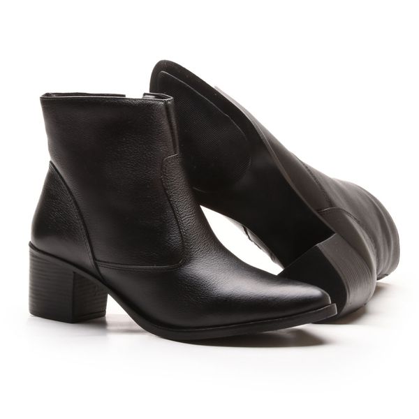 Bota Feminina Couro Cano Curto Casual Preta