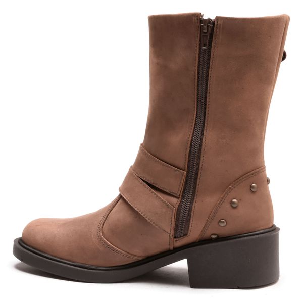 Bota Vintage Ankle Boot Couro Cano Médio Bico Redondo Sella
