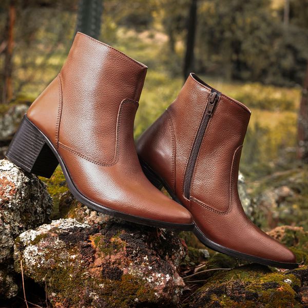 Bota Feminina Couro Cano Curto Casual Nescau