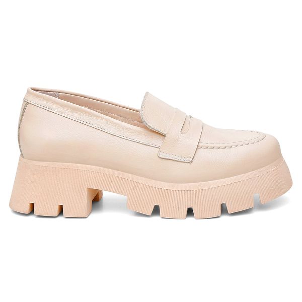 Mocassim Feminino Tratorado em Couro Legítimo Marfim