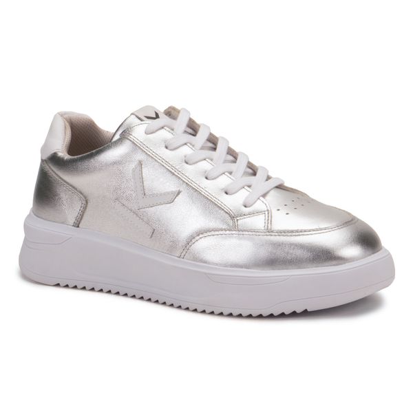 Tênis Prata Feminino em Couro Legitimo