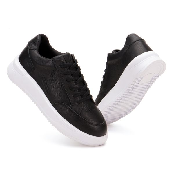 Tênis Preto Feminino em Couro Legitimo