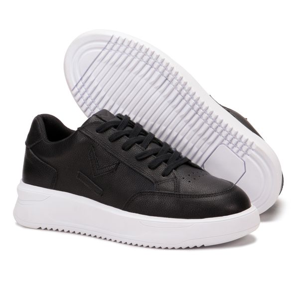 Tênis Preto Feminino em Couro Legitimo