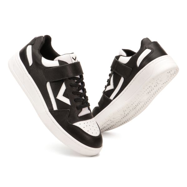 Tênis Napa Preto e Branco Feminino em Couro Legitimo
