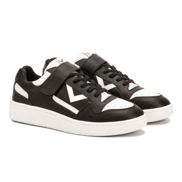 Tênis Napa Preto e Branco Feminino em Couro Legitimo