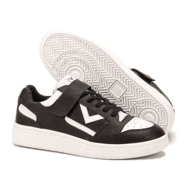 Tênis Napa Preto e Branco Feminino em Couro Legitimo