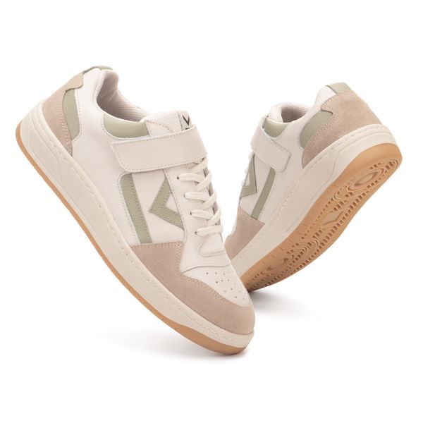 Tênis Napa Off White Verde Feminino em Couro Legitimo