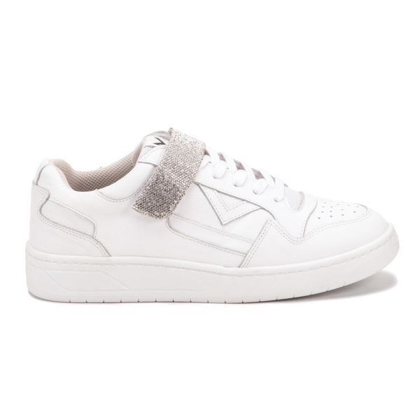 Tênis Strass Branco Feminino em Couro Legitimo