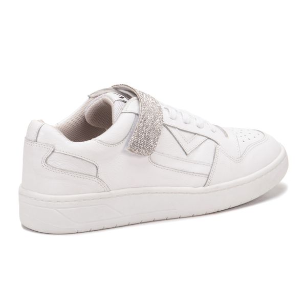 Tênis Strass Branco Feminino em Couro Legitimo