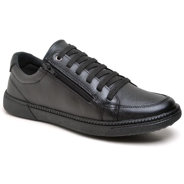 Sapatênis Casual Couro Crest Preto