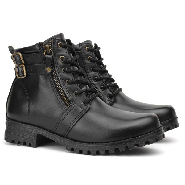 Bota Preto Couro Legítimo 