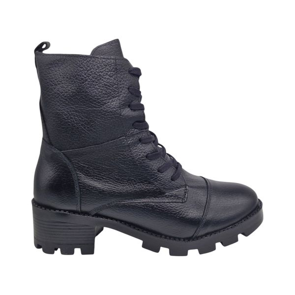 Bota Coturno Feminino em Couro Preto