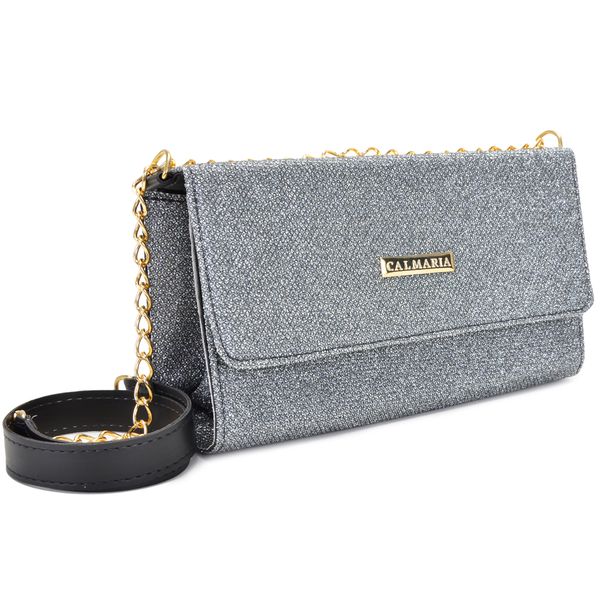 Bolsa Transversal Festa/Baladinha Prata Gliter