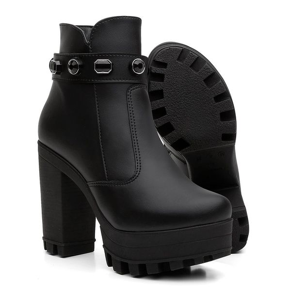Coturno preto salto discount alto