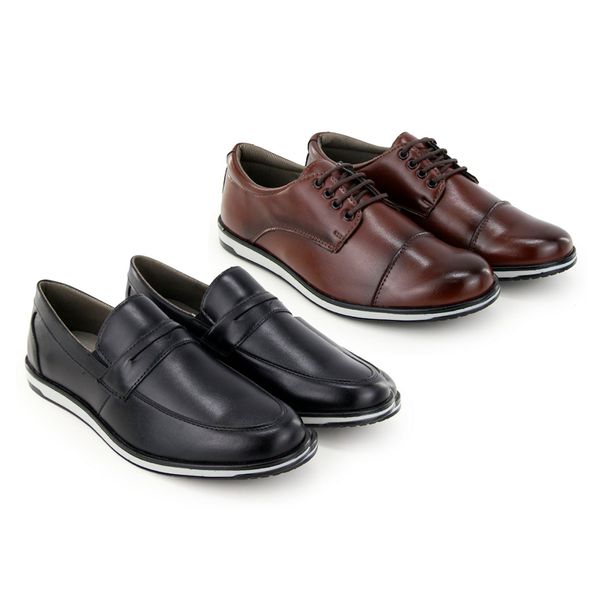 Kit 2 Sapatos Social Casual Masculino Cadar o e Elastico Preto