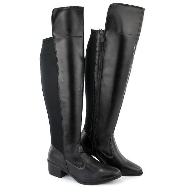 Bota Feminina Over em Neoprene Preta com Bico fino 