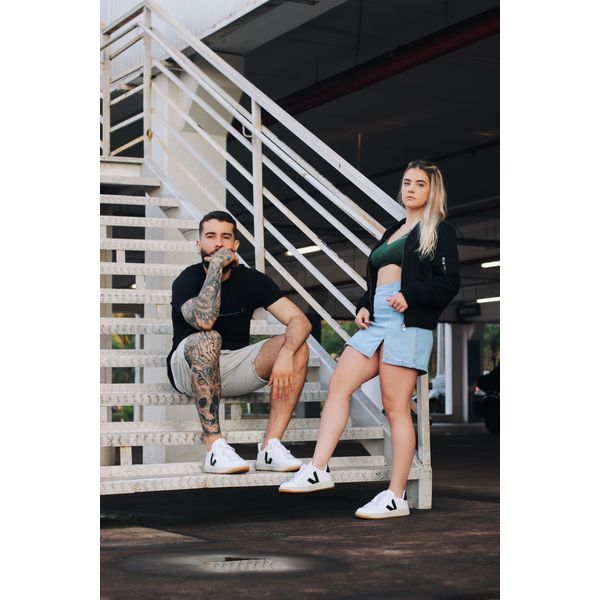T nis V 10 Branco com Preto CALMARIASHOP