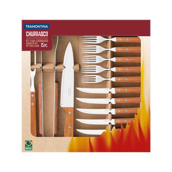 KIT CHURRASCO INOX 15 PCS 22399/028