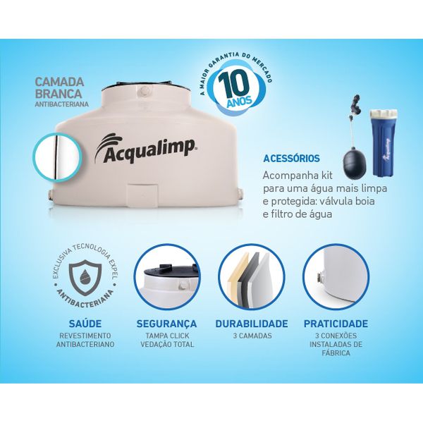 TANQUE PVC 500L AREIA AGUA LIMPA 0,70AX1,15D