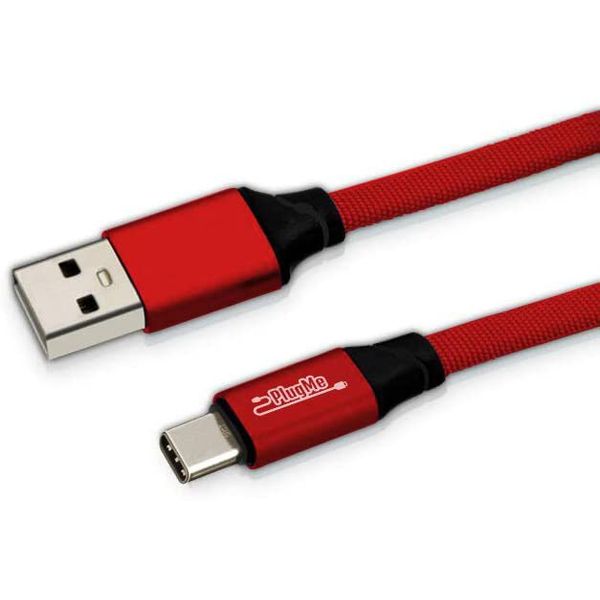 CABO USB TIPO C 1M FLAT TRANCADO VERMELHO